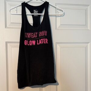 Nike Women's Black Tank Top with Vibrant Pink Text